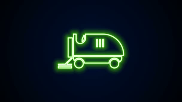 Glowing neon line Ice resurfacer icon isolated on black background. Ice resurfacing machine on rink. Cleaner for ice rink and stadium. 4K Video motion graphic animation — Stock Video