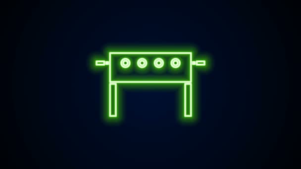 Ragyogó neon vonal Hockey asztal ikon elszigetelt fekete háttérrel. 4K Videó mozgás grafikus animáció — Stock videók