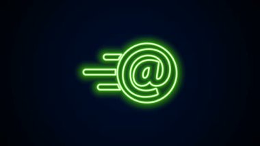Parlayan neon hattı E- posta simgesi ve e- posta simgesi siyah arkaplanda izole edildi. Zarf sembolü e-postası. E- posta kodu. 4K Video hareketli grafik canlandırması