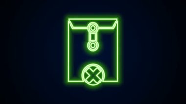 Parlayan neon hattı Siyah arkaplanda izole edilmiş zarf simgesini sil. Sil ya da hata mektubu. Mesajı geç. Reddedilmiş posta. 4K Video hareketli grafik canlandırması