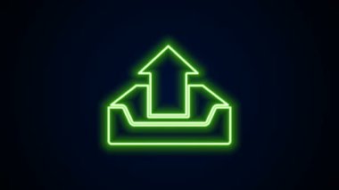 Parlayan neon hattı gelen kutusu simgesini siyah arkaplana yükle. 4K Video hareketli grafik canlandırması
