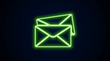Parlayan neon hattı Zarf simgesi siyah arkaplanda izole edildi. E- posta mektup sembolü. 4K Video hareketli grafik canlandırması