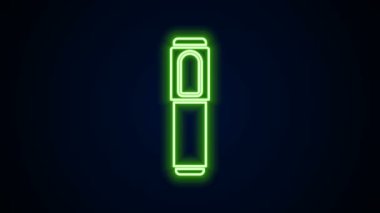 Parlayan neon çizgisi kalem simgesi siyah arkaplanda izole edildi. 4K Video hareketli grafik canlandırması