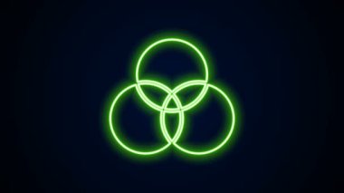 Parlayan neon hattı RGB ve CMYK renk karıştırma simgesi siyah arkaplanda izole edildi. 4K Video hareketli grafik canlandırması