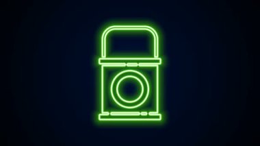 Parlak neon çizgi boyası simgesi siyah arkaplanda izole edilmiş. 4K Video hareketli grafik canlandırması