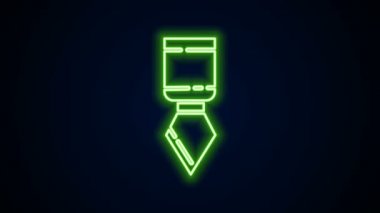 Parlayan neon çizgisi Palet bıçak ikonu siyah arkaplanda izole edildi. 4K Video hareketli grafik canlandırması
