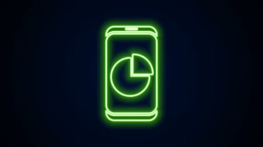 Siyah arkaplanda izole edilmiş grafik çizelgesi simgesi olan parlak neon hattı cep telefonu. Metin dosyasını rapor et. Muhasebe tabelası. Denetim, analiz, planlama. 4K Video hareketli grafik canlandırması