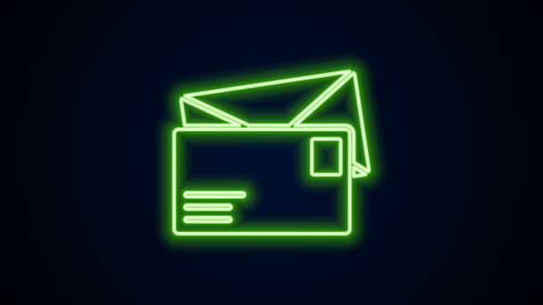 검은 배경에 네온 라인 Envelope 아이콘 분리. 이메일 문자 기호. 4K 비디오 모션 그래픽 애니메이션 — 비디오