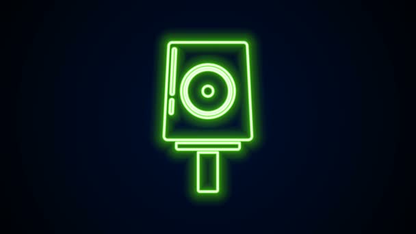 Parlayan neon hattı spreyi siyah arkaplanda izole edilmiş başlık simgesini temizleyebilir. 4K Video hareketli grafik canlandırması — Stok video