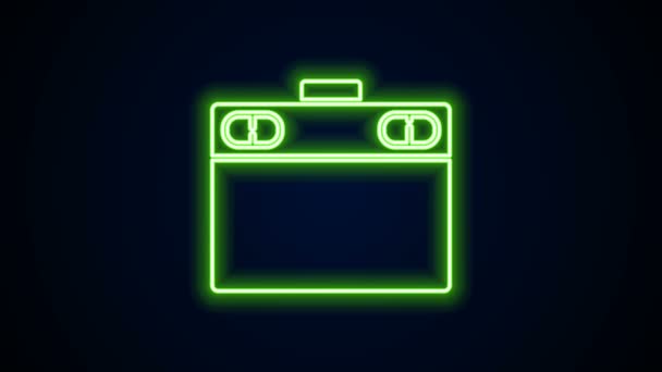 Zářící neonová čára Ikona grafického tabletu izolovaná na černém pozadí. Grafická animace pohybu videa 4K — Stock video