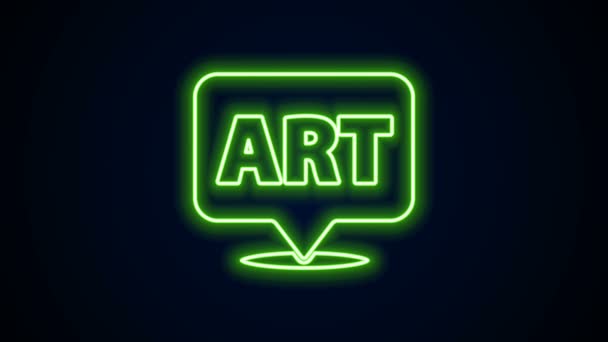 Glödande neon line Tal bubbla med text konst ikon isolerad på svart bakgrund. Meddelandeikonen. Kommunikation eller kommentera chatt symbol. 4K Video motion grafisk animation — Stockvideo