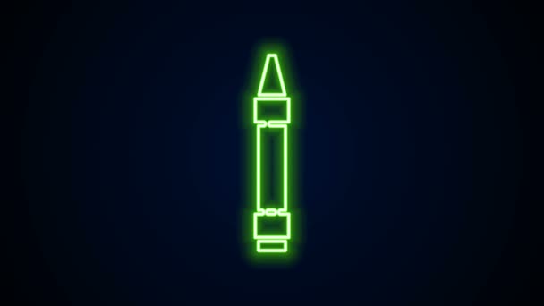Linea neon incandescente Pastelli di cera per disegnare l'icona isolata su sfondo nero. Animazione grafica 4K Video motion — Video Stock