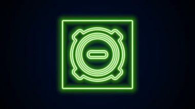 Parlayan neon hattı kanalizasyon kapağı simgesi siyah arkaplanda izole edildi. 4K Video hareketli grafik canlandırması