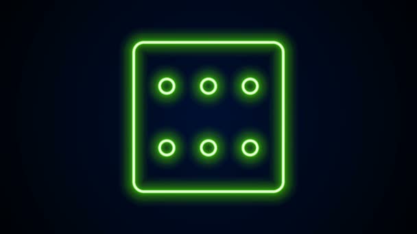 Linea al neon luminosa Icona dei dadi di gioco isolata su sfondo nero. Gioco d'azzardo. Animazione grafica 4K Video motion — Video Stock