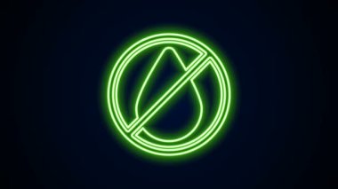 Parlayan neon hattı. Siyah zemin üzerinde izole edilmiş yasak ikon. Su işareti yok. 4K Video hareketli grafik canlandırması