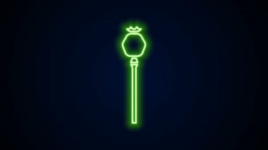 Parlayan neon hattı Afyon haşhaş simgesi siyah arkaplanda izole edildi. 4K Video hareketli grafik canlandırması