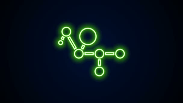 Glödande neon linje Cannabis molekyl ikon isolerad på svart bakgrund. Cannabidiol molekylära strukturer, THC och CBD formel. Marijuana eller cannabis. 4K Video motion grafisk animation — Stockvideo