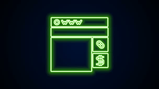 Linea neon incandescente Comprare farmaci icona online isolato su sfondo nero. Simbolo di acquisto online. Animazione grafica 4K Video motion — Video Stock