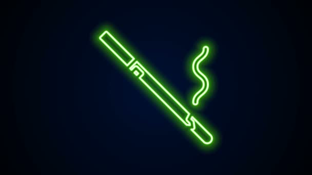 Glödande neon linje Cigarett ikon isolerad på svart bakgrund. Tobaksskylt. Röksymbol. 4K Video motion grafisk animation — Stockvideo