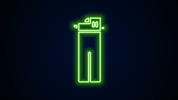 Glödande neon line Ljusare ikon isolerad på svart bakgrund. 4K Video motion grafisk animation — Stockvideo