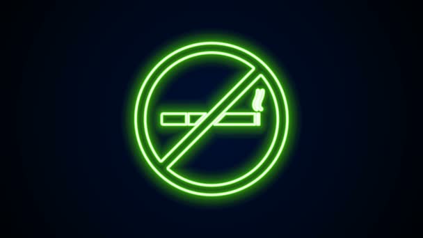 Glödande neon linje Rökning ikon isolerad på svart bakgrund. Cigarettsymbol. 4K Video motion grafisk animation — Stockvideo
