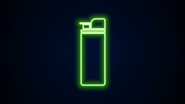 Linea neon luminosa Icona più leggera isolata su sfondo nero. Animazione grafica 4K Video motion — Video Stock