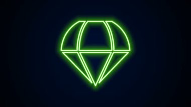 Parlayan neon hattı paraşüt simgesi siyah arkaplanda izole edildi. 4K Video hareketli grafik canlandırması