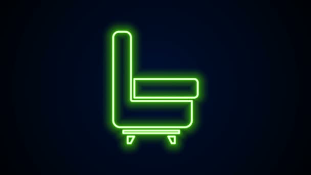 Świecąca neonowa ikona fotela na czarnym tle. 4K Animacja graficzna ruchu wideo — Wideo stockowe