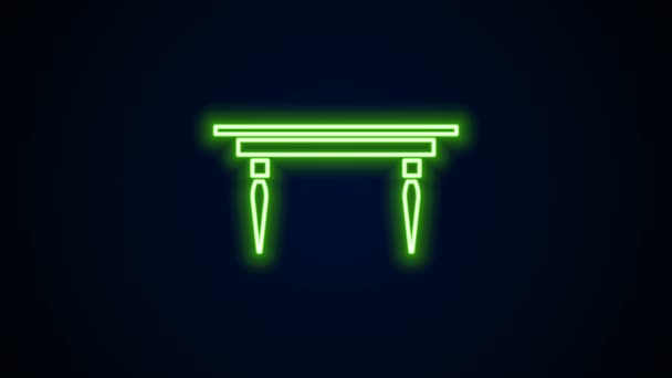 Glowing neon line Wooden table icon isolated on black background. 4K Video motion graphic animation — Stock Video