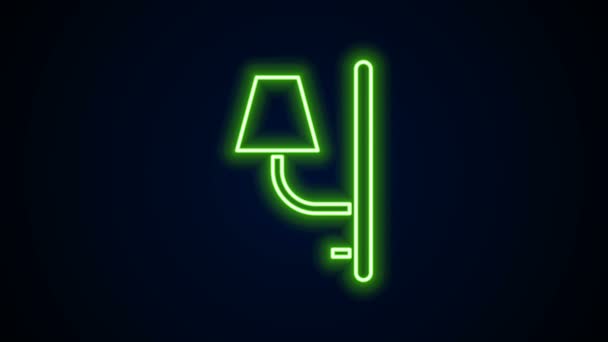 Ligne lumineuse néon Applique icône isolée sur fond noir. Applique murale. Animation graphique de mouvement vidéo 4K — Video