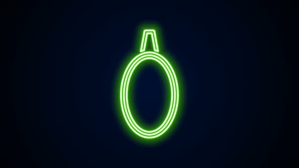 Ragyogó neon vonal Tükör ikon elszigetelt fekete háttérrel. 4K Videó mozgás grafikus animáció — Stock videók