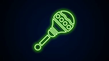 Parlayan neon hattı Maracas simgesi siyah arkaplanda izole edildi. Meksika müzik enstrümanı. 4K Video hareketli grafik canlandırması
