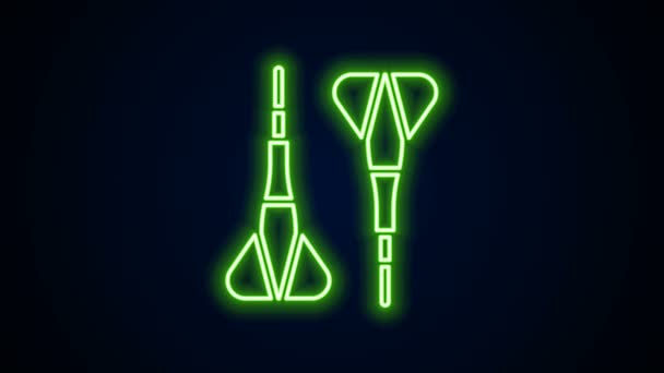 Glödande neon line Dart pil ikon isolerad på svart bakgrund. 4K Video motion grafisk animation — Stockvideo