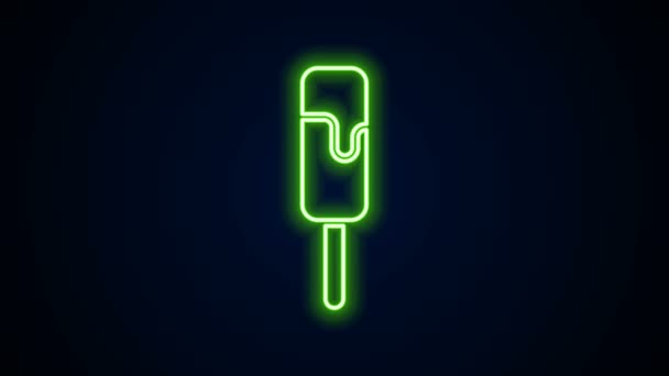 Świecąca neonowa linia Ikona lodów odizolowana na czarnym tle. Słodki symbol. 4K Animacja graficzna ruchu wideo — Wideo stockowe