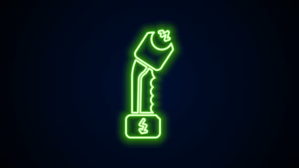 Leuchtende Leuchtschrift Polizei Elektroschocker Symbol isoliert auf schwarzem Hintergrund. Schocker zum Schutz. Taser ist eine Elektrowaffe. 4K Video Motion Grafik Animation — Stockvideo