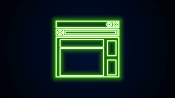 Világító neon line Weboldal sablon ikon elszigetelt fekete háttér. Internetes kommunikációs protokoll. 4K Videó mozgás grafikus animáció — Stock videók