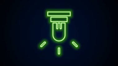 Parlayan neon hattı hareket sensörü simgesi siyah arkaplanda izole edildi. 4K Video hareketli grafik canlandırması