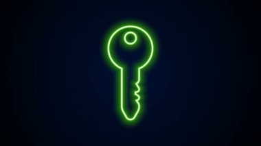 Parlayan neon çizgisi simgesi siyah arkaplanda izole edildi. 4K Video hareketli grafik canlandırması