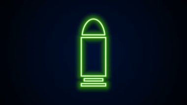 Parlayan neon hattı kurşun ikonu siyah arkaplanda izole edildi. 4K Video hareketli grafik canlandırması