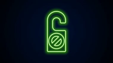 Parlayan neon hattı Lütfen siyah arkaplanda izole edilmiş simgeyi rahatsız etmeyin. Otel Kapısı Askısı Etiketleri. 4K Video hareketli grafik canlandırması