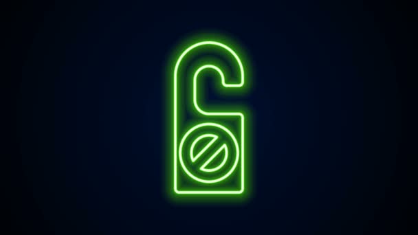 Glowing neon line Please do not disturb icon isolated on black background. Hotel Door Hanger Tags. 4K Video motion graphic animation — Stock Video