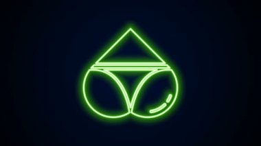 Parlak neon çizgili kadınlar kalp şeklinde, siyah arka planda izole edilmiş iç çamaşırı ikonu olan kalçalar. Erotik iç çamaşırı. 4K Video hareketli grafik canlandırması