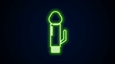 Glowing neon line Dildo vibrator for sex games icon isolated on black background. Sex toy for adult. Vaginal exercise machines for intimate. 4K Video motion graphic animation