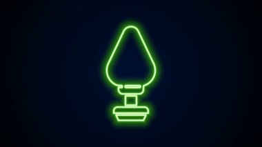 Glowing neon line Anal plug icon isolated on black background. Butt plug sign. Fetish accessory. Sex toy for men and woman. 4K Video motion graphic animation