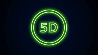 Parlayan neon hattı 5D sanal gerçeklik simgesi siyah arkaplanda izole edildi. Büyük üç boyutlu bir logo. 4K Video hareketli grafik canlandırması