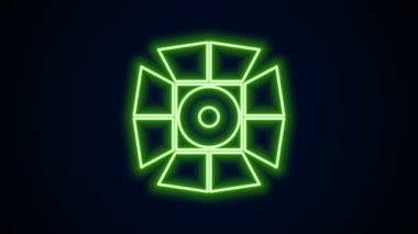 Parlayan neon hattı spot ışığı simgesi siyah arkaplanda izole edildi. Işık efekti. Sahne, Stüdyo, Gösteri. 4K Video hareketli grafik canlandırması
