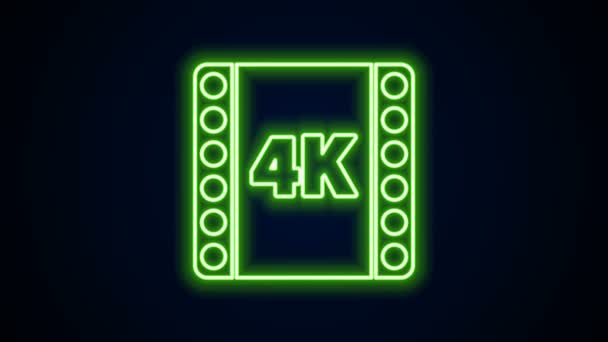 Zářící neonové linie 4k film, páska, rám ikona izolované na černém pozadí. Grafická animace pohybu videa 4K — Stock video