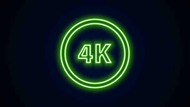 Glowing neon line 4k Ultra HD icon isolated on black background. 4K Video motion graphic animation — Stock Video