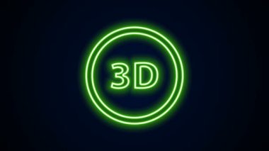 Parlayan neon hattı 3D kelime simgesi siyah arkaplanda izole edildi. 4K Video hareketli grafik canlandırması