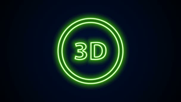 Icono de palabra 3D de línea de neón brillante aislado sobre fondo negro. Animación gráfica de vídeo 4K — Vídeo de stock